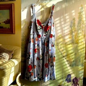 Torrid blue dress with red flowers